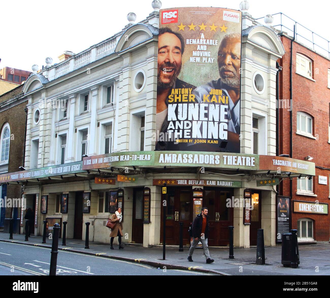 The Ambassadors theatre in West Street current home to 'Kunene and the King' in London's home of Theatre - The West End. Some of the most famous Productions in the world are currently being performed here. Stock Photo