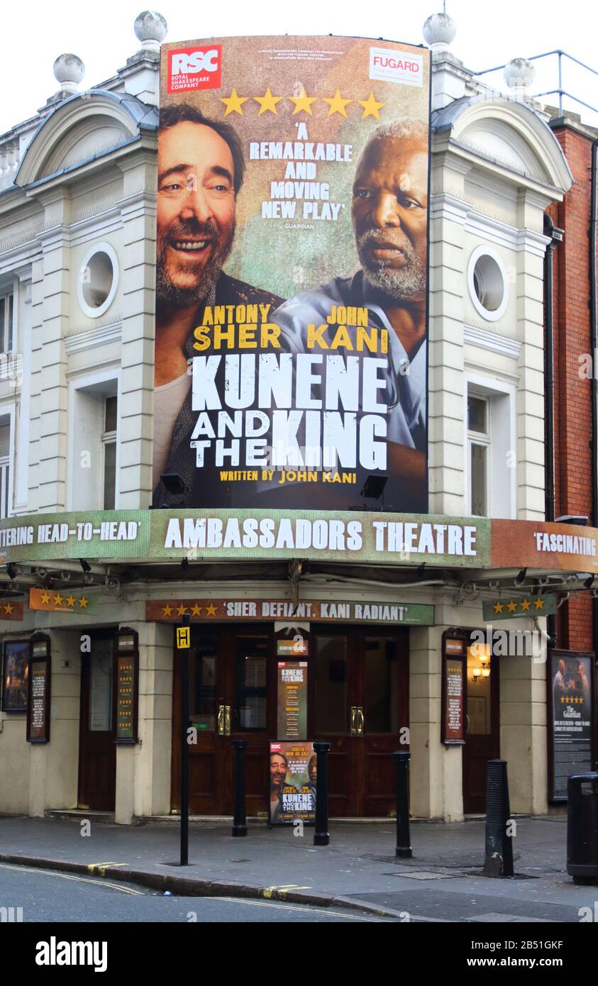 The Ambassadors theatre in West Street current home to 'Kunene and the King' in London's home of Theatre - The West End. Some of the most famous Productions in the world are currently being performed here. Stock Photo