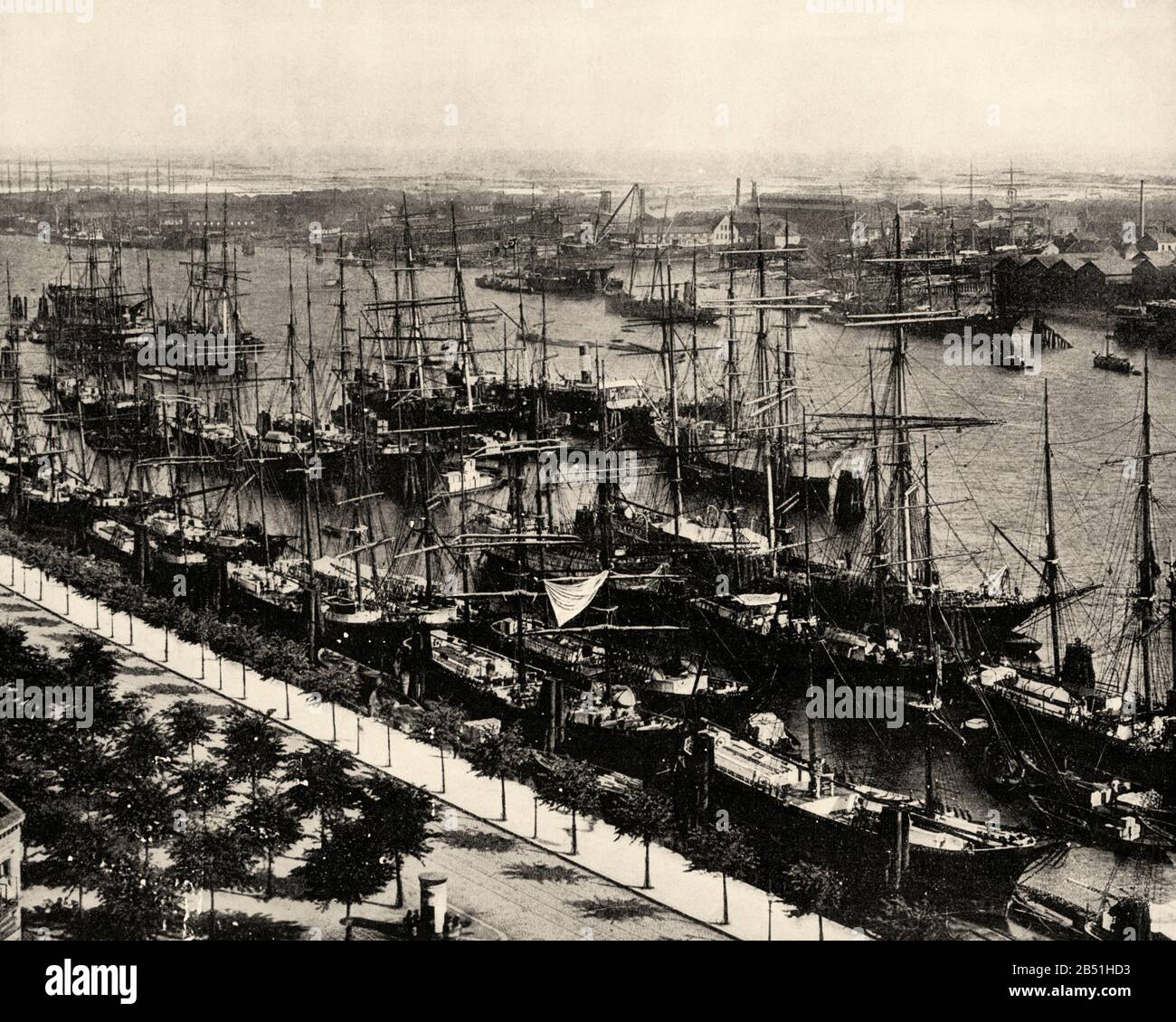 Hamburg harbour, Germany Europe. Old photograph late 19th century from  Portfolio of Photographs by John L Stoddard 1899 Stock Photo - Alamy