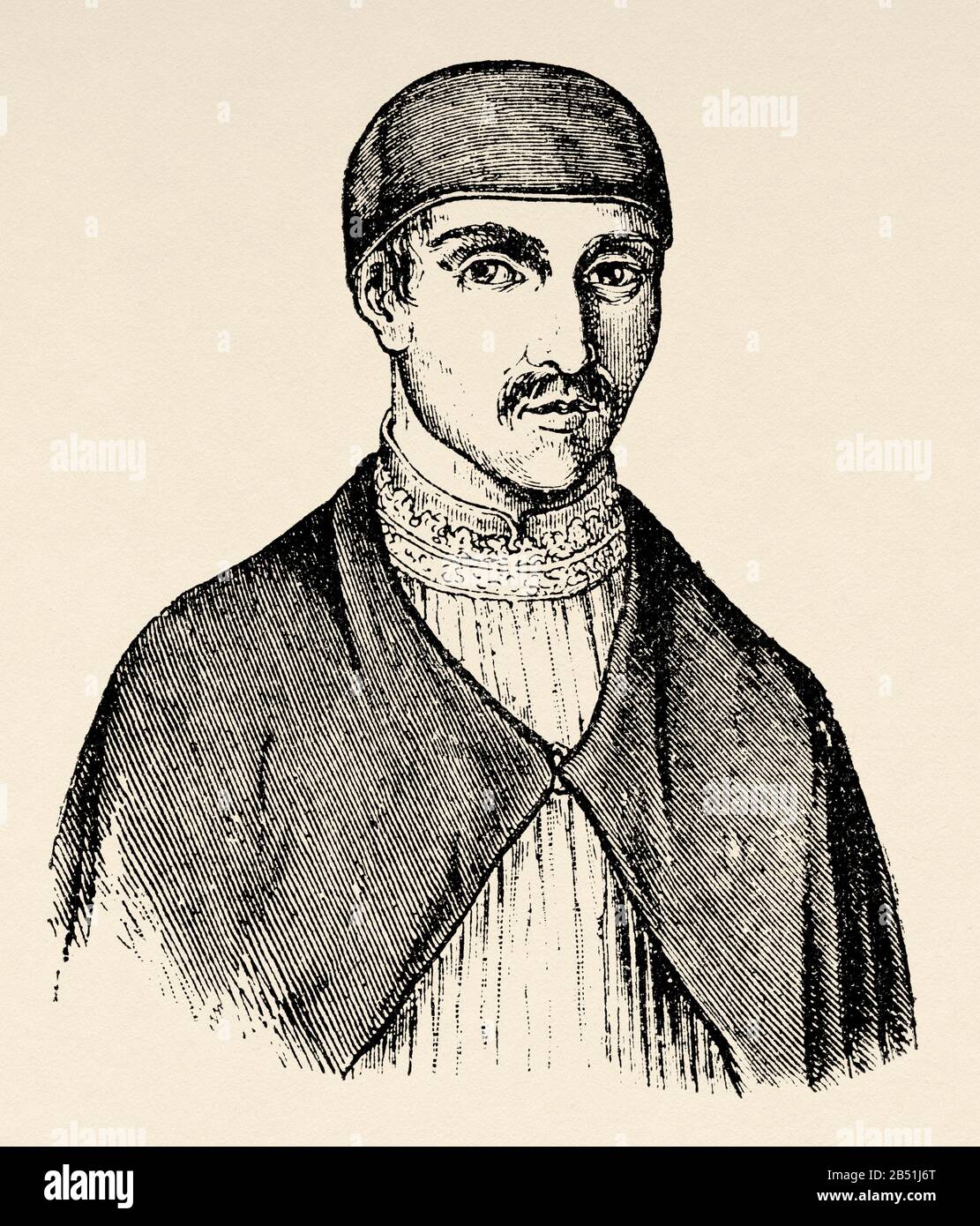 Portrait of Pedro González de Mendoza (Guadalajara 1428 - Guadalajara 1495) was an ecclesiastical, political, military and Spanish Stock Photo