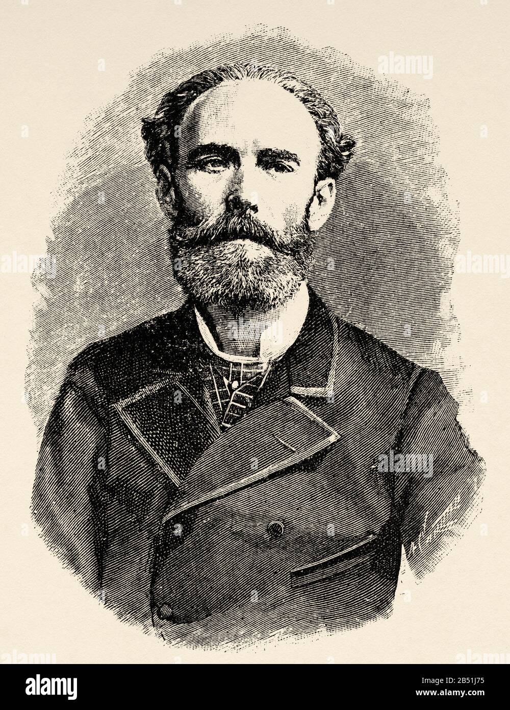 Portrait of José María Casado del Alisal (Villada 1832 - Madrid 1886) 1 2 was a Spanish painter. Orientalism movement. Member of the Royal Academy of Stock Photo
