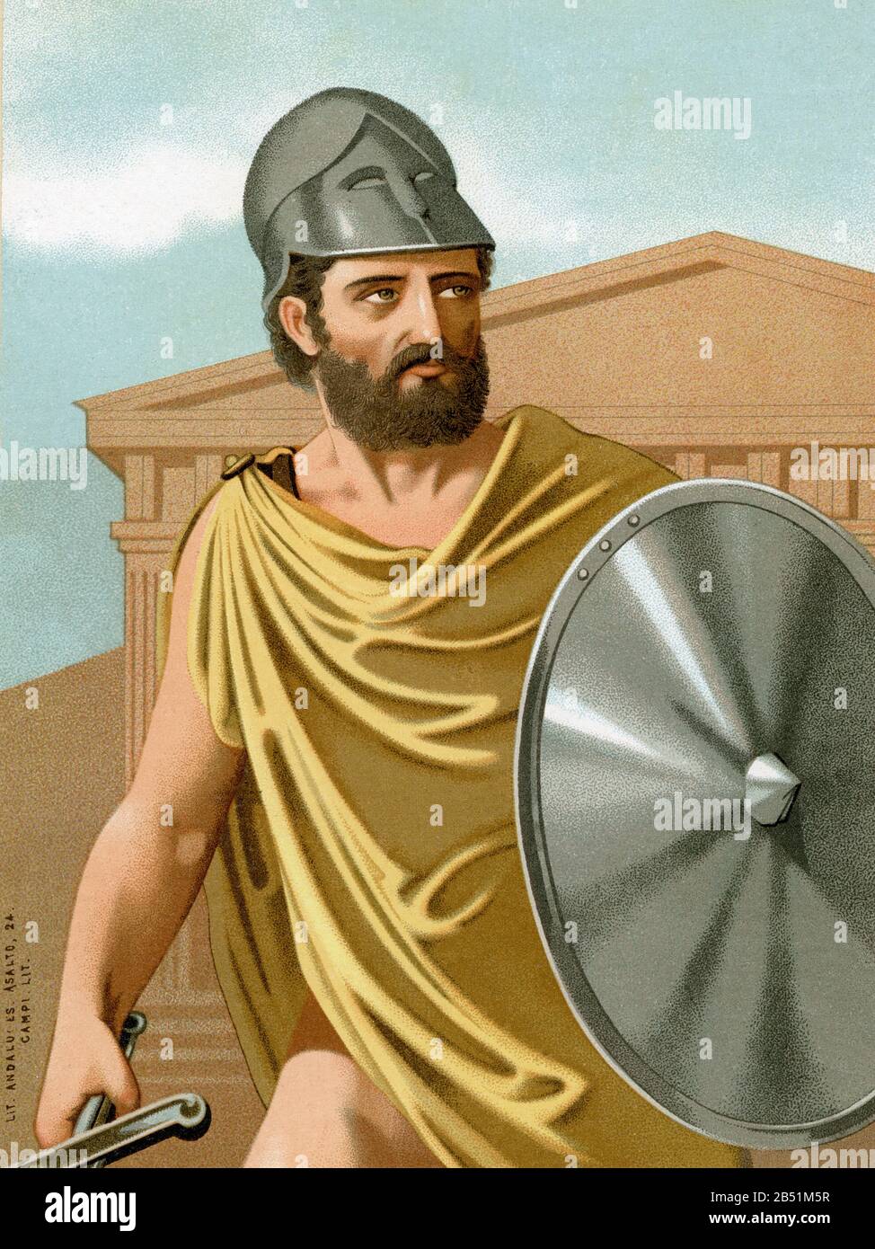 Old color lithography portrait. Themistocles (c. 525-460 BC) was an Athenian politician and general during the beginnings of Athenian democracy. Elect Stock Photo