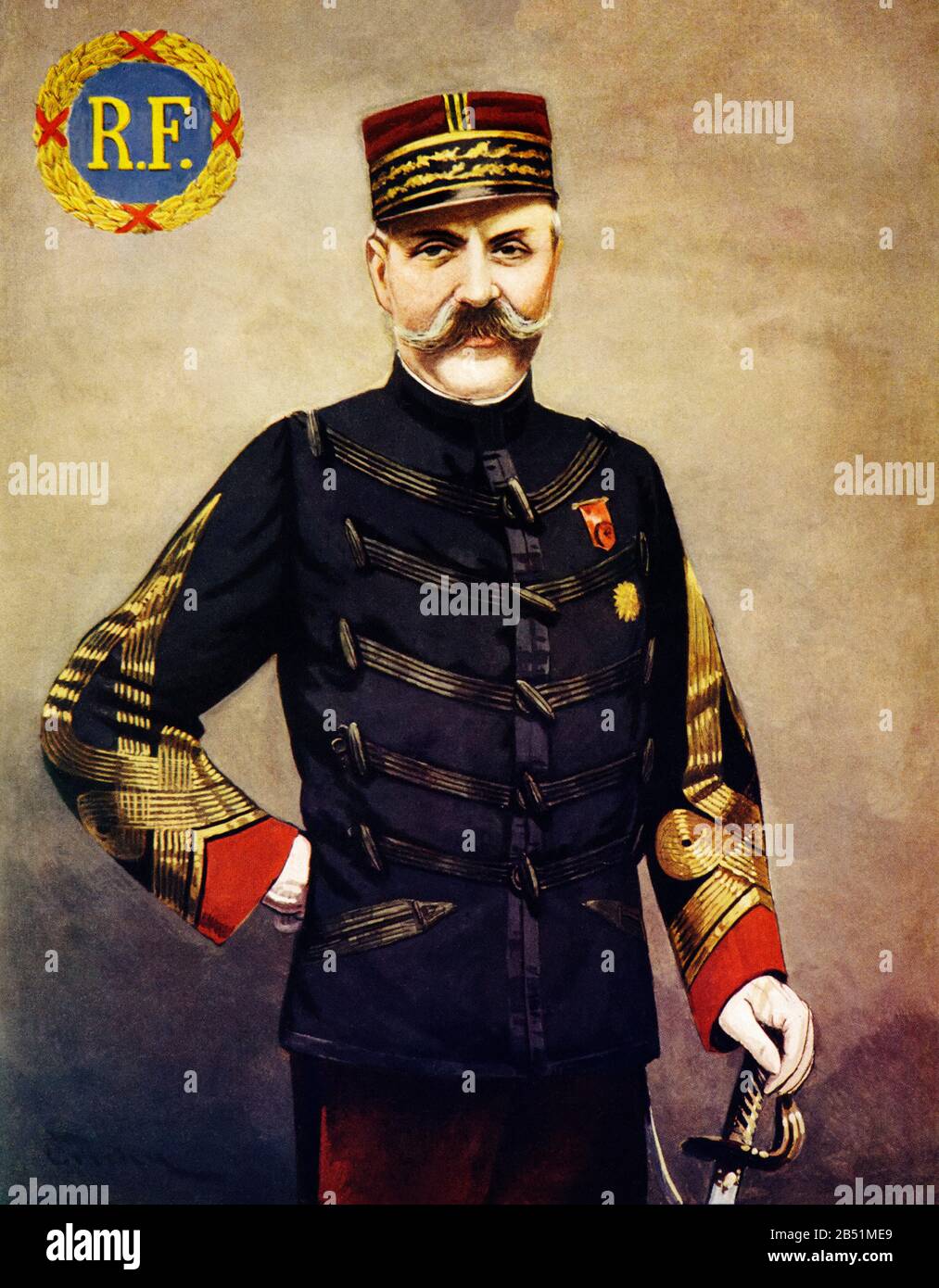Color portrait of Ferdinand Jean Marie Foch (Tarbes 1851 - 1929), was a French marshal and commander in chief of the Allied armies during the First Wo Stock Photo