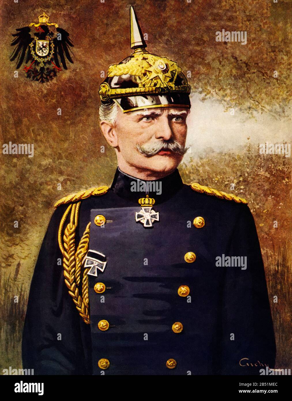 Color portrait of August von Mackensen (1849 - 1945) was a military man, with the rank of Prussian Marshal, one of the most important military leaders Stock Photo