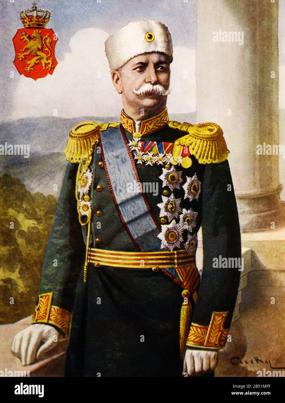 Color portrait of Vasil Ivanov Kutinchev (1859-1941), Bulgarian general. Commander of the 1st Battalion of the 5th Infantry Regiment 'Dunav'. He parti Stock Photo