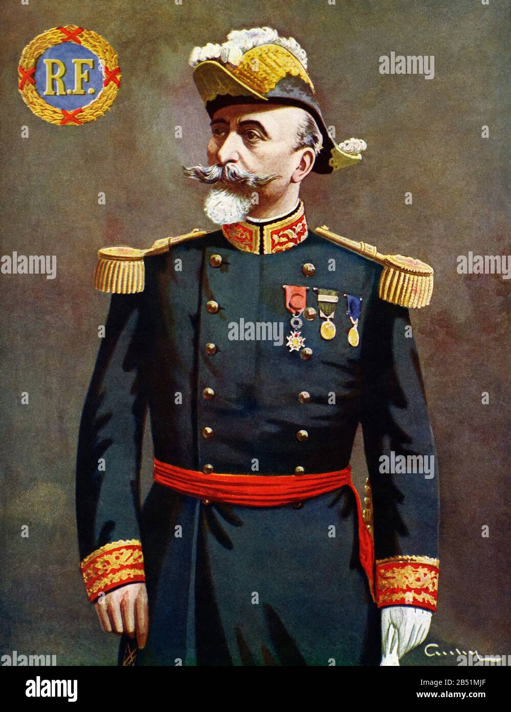 Color portrait of Étienne Godefroy Timoléon de Villaret (1854 - 1931), French army general. French military mission in Greece in the First World War. Stock Photo