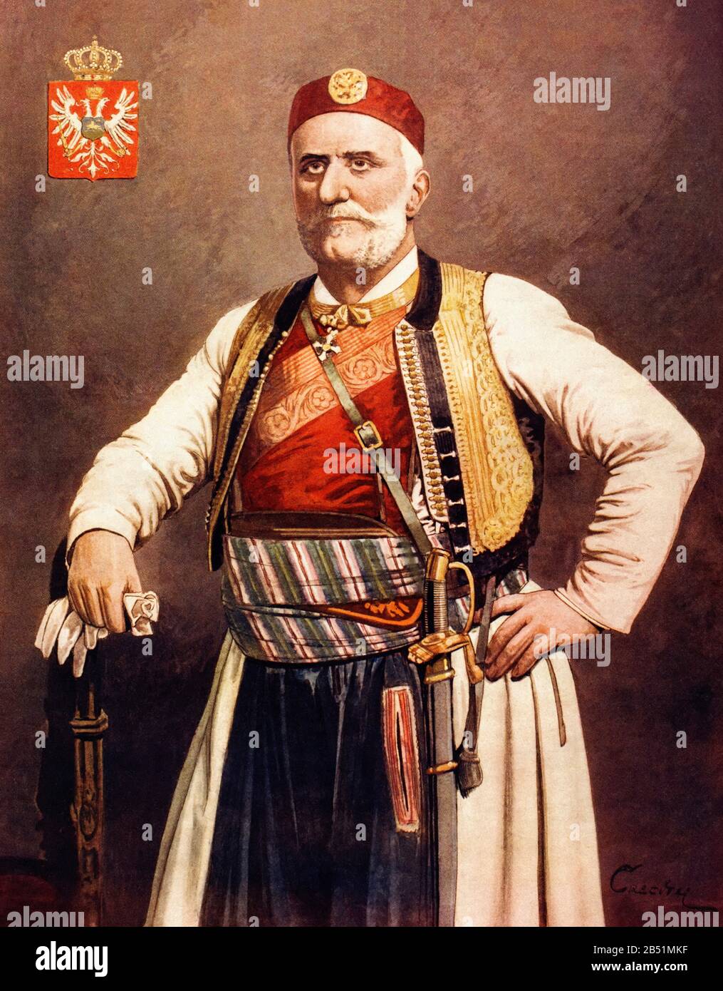 Color portrait of Nicholas I Mirkov Petrović-Njegoš (1841 - 1921) was the only king of Montenegro, also a poet, a popular anthem of Montenegro, is one Stock Photo