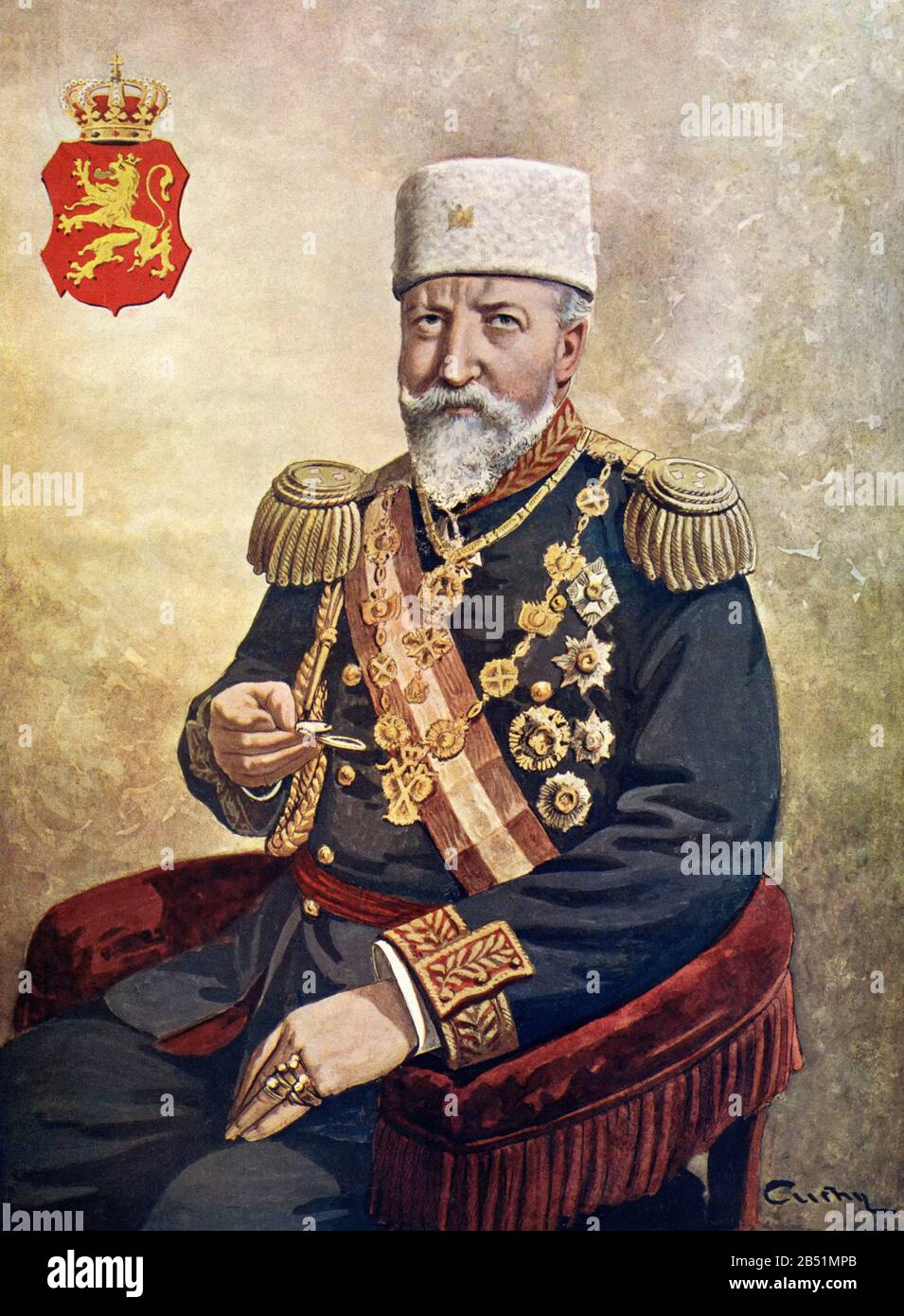 Color portrait of Ferdinand I of Bulgaria (Vienna 1861 - Coburg 1948), was prince and tsar of Bulgaria. Bulgaria proclaimed the independence Stock Photo