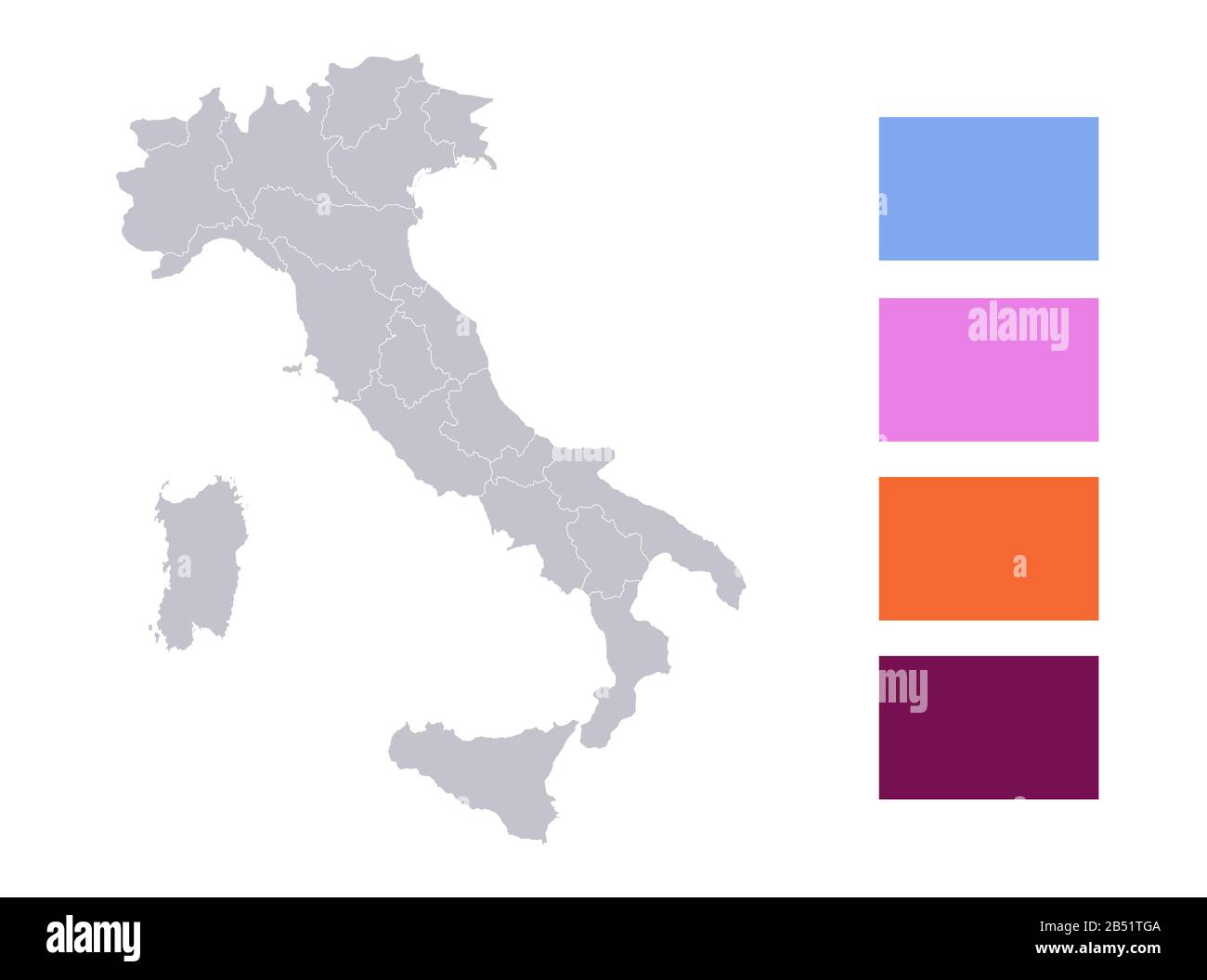 Infographics of Italy map, individual states blank Stock Photo
