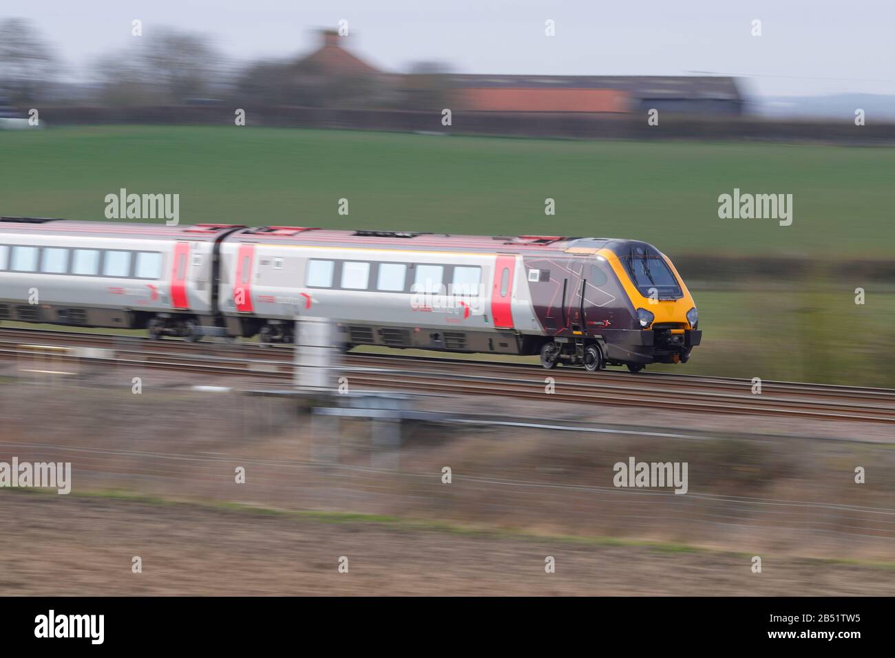 A British Rail Class 220 operated by Cross Country by Arriva seen at Colton Junction near York. Stock Photo