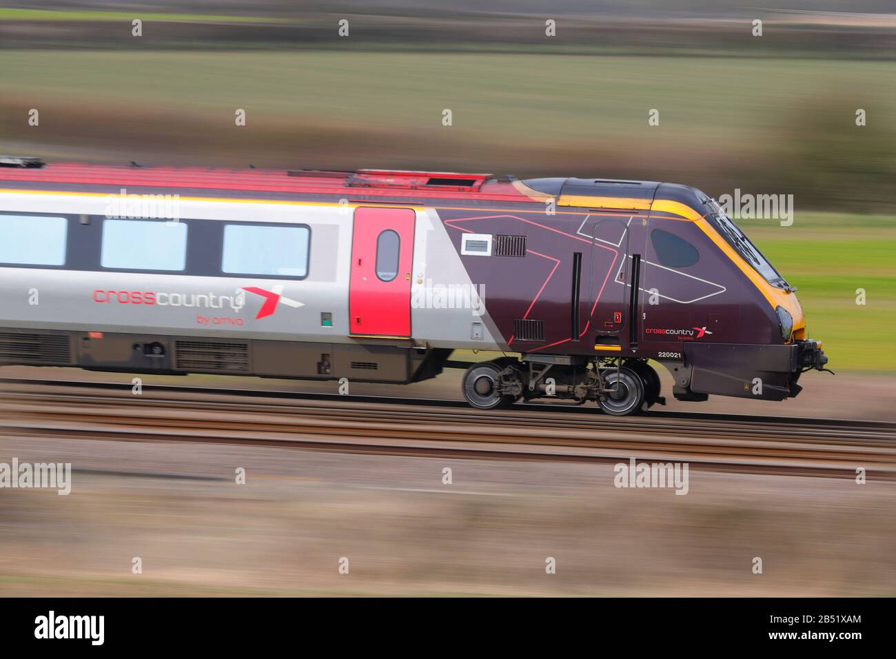 A British Rail Class 220 operated by Cross Country by Arriva seen at Colton Junction near York. Stock Photo