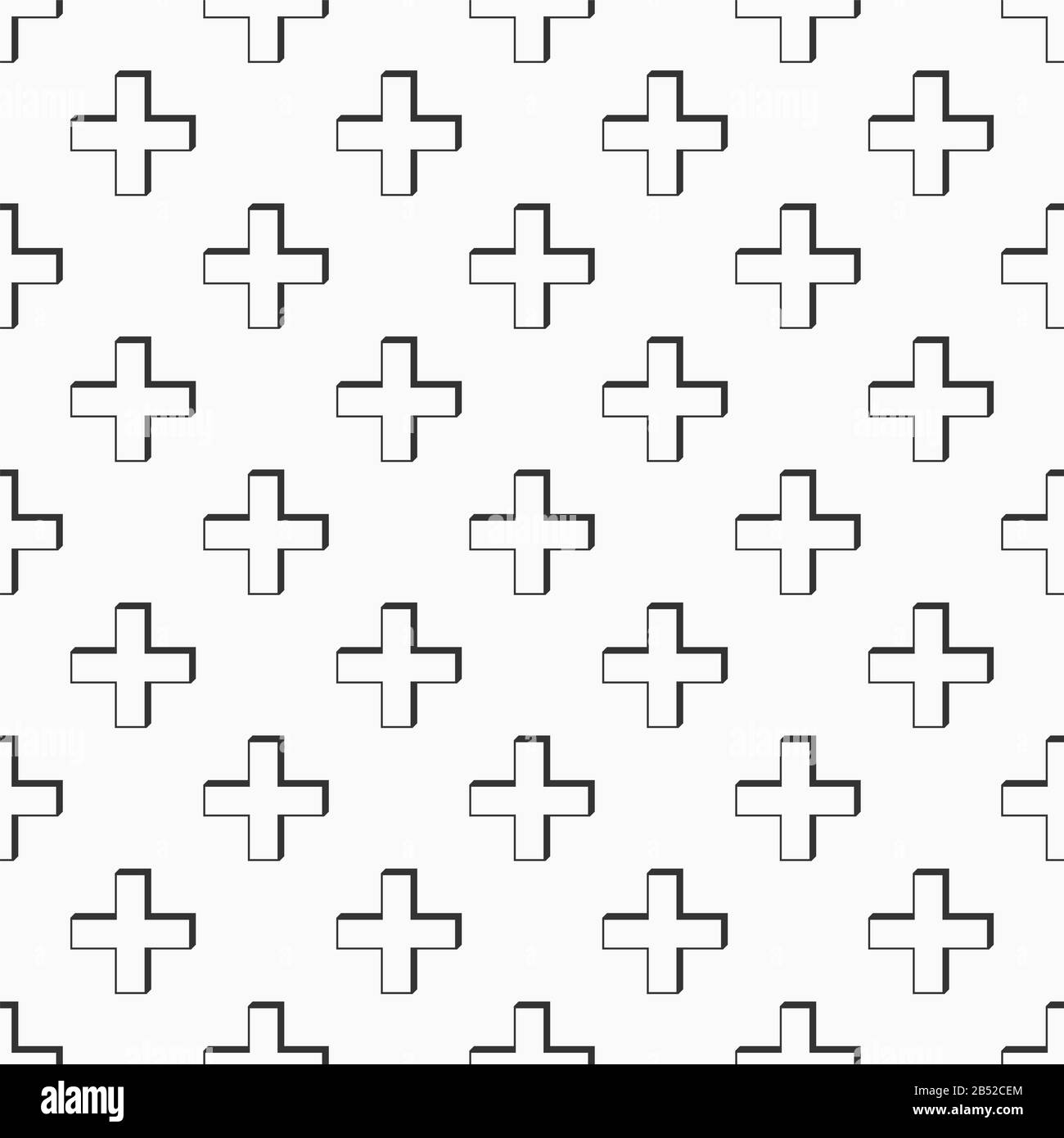 Abstract seamless pattern of crosses or plus signs with shadows. Crosses ornament. Modern stylish texture. Design for textile print; poster; web. Stock Vector
