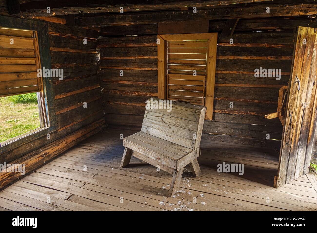 Butch Cassidy's log cabin hideout at Cholila, in the remote Patagonia, Argentina Stock Photo