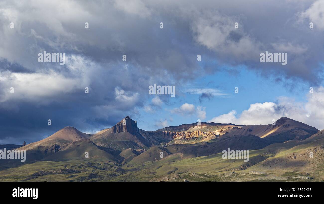 The beautiful range just behind Los Antiguos town, Patagonia Argentina Stock Photo