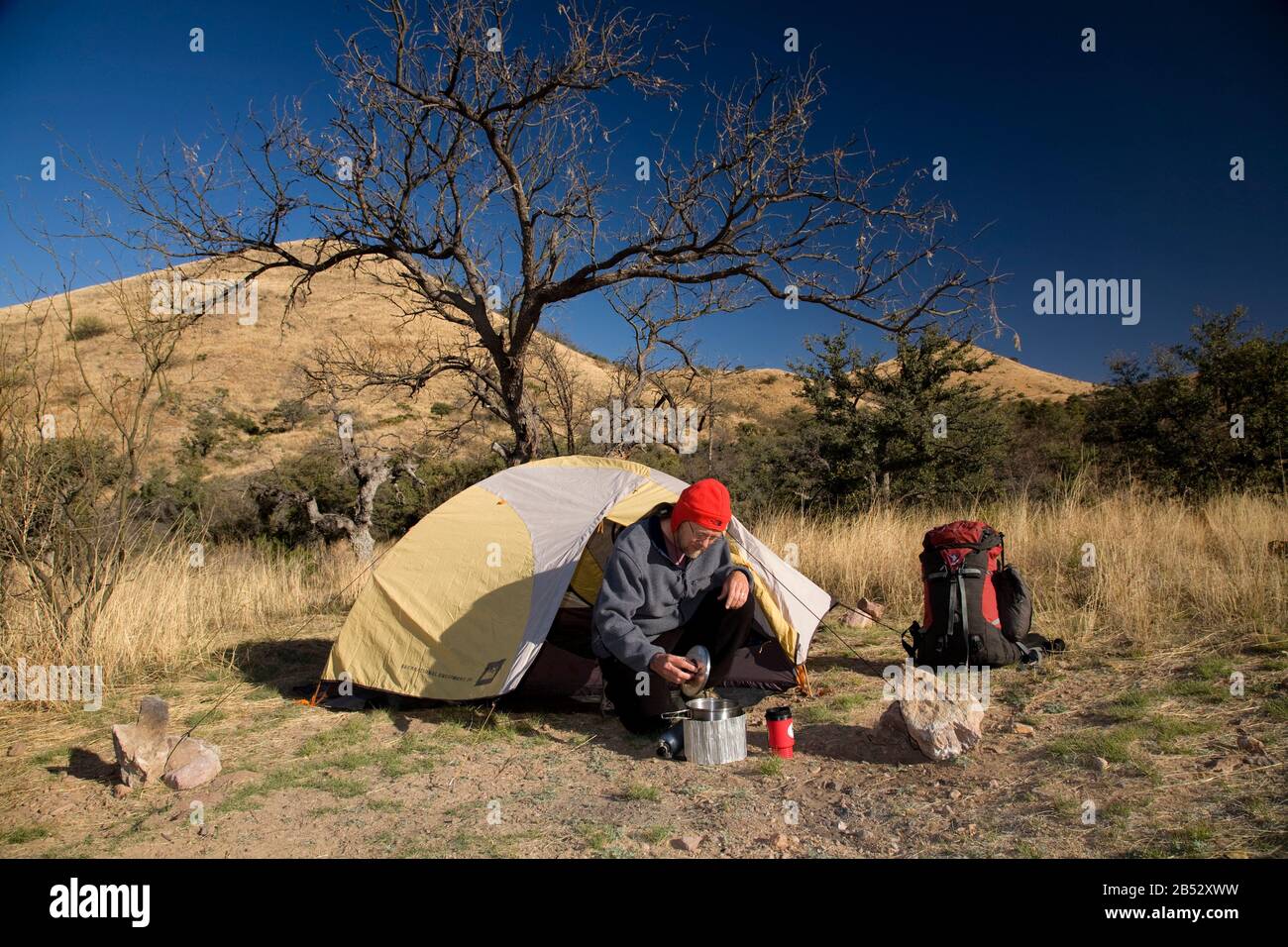 AZ00019-00....ARIZONA - Winter campsite in the Tumacacori Mountains of the Coronado National Forest. Stock Photo