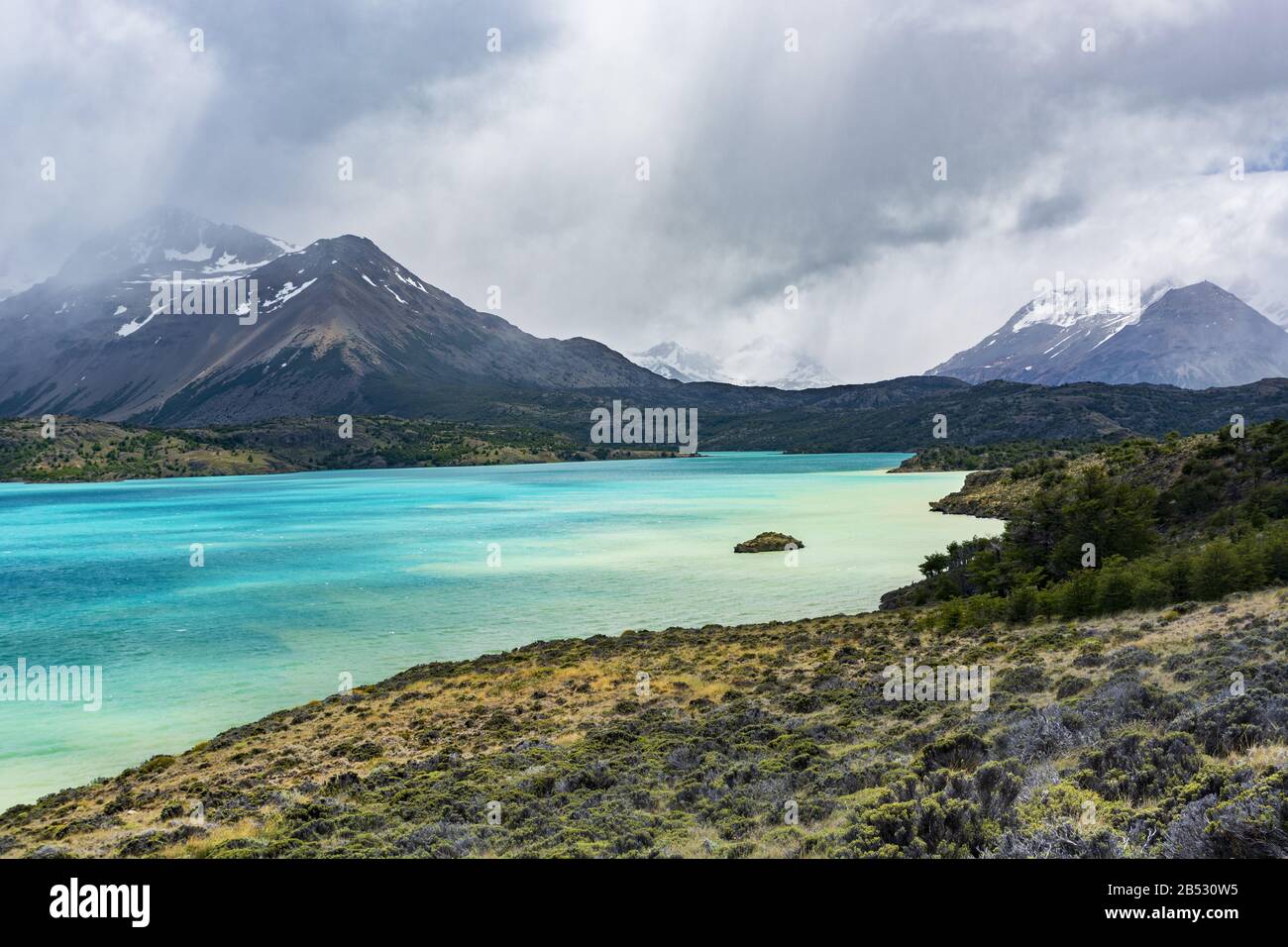 Belgrano Lake and the Andes, Parque Nacional Perito Moreno, Patagonia Argentina Stock Photo