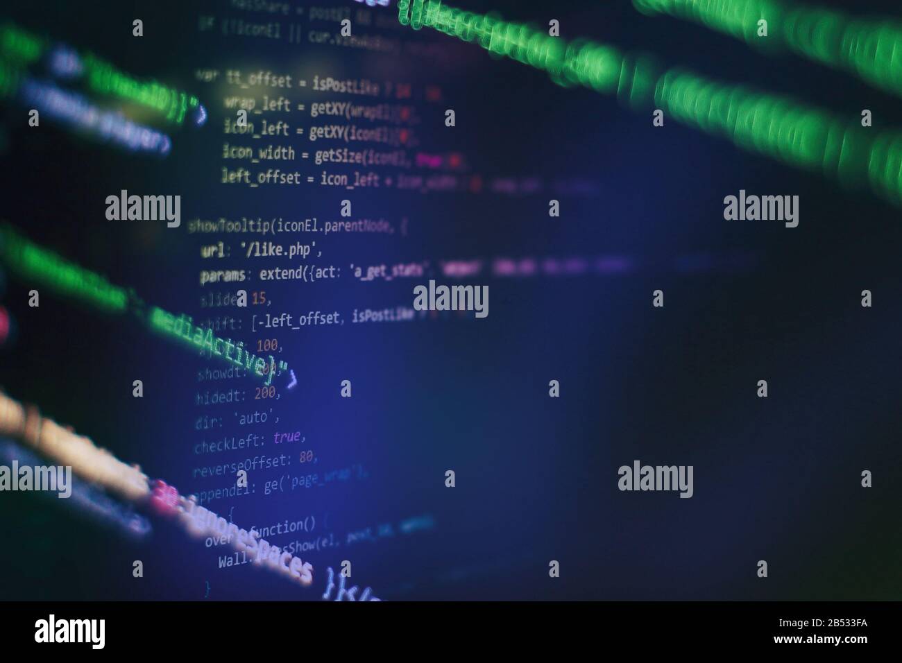 HTML5 in editor for website development. Website HTML Code on the ...