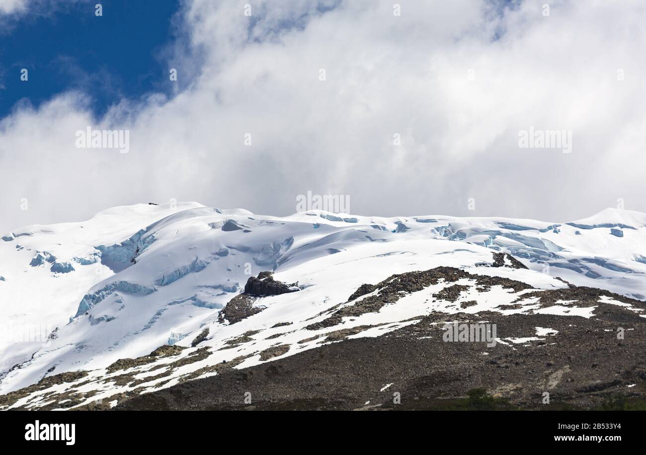 Snow at the head of the Glacier Huemul, Patagonia Argentina Stock Photo
