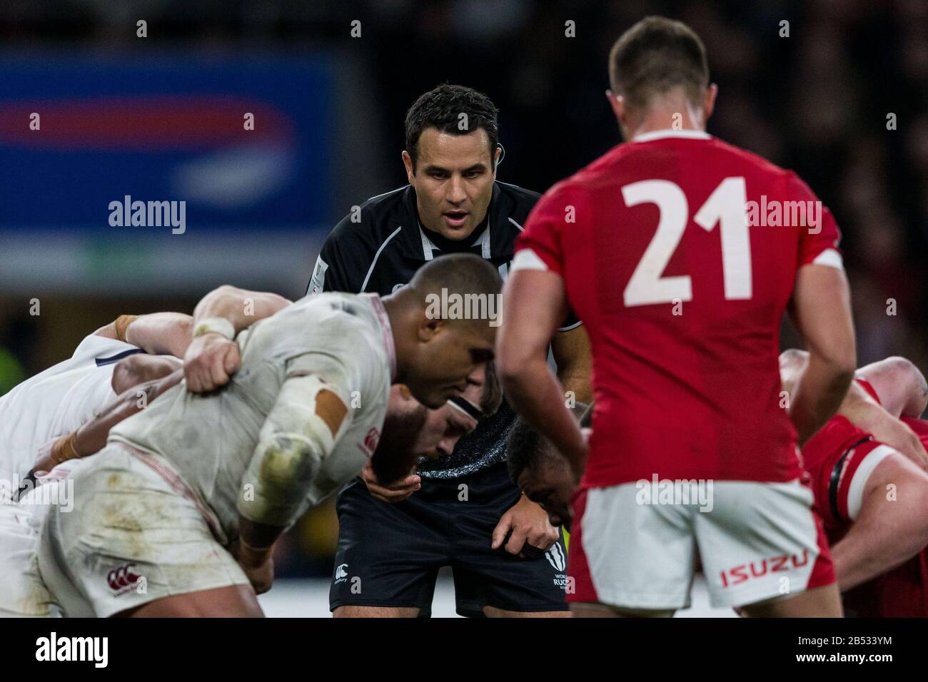 London, UK. 7th Mar, 2020. Rugby Union Guinness Six Nations Championship, England v Wales, Twickenham, 2020, 07/03/2020 Referee Ben O'Keefe from New Zealand Credit: Paul Harding/Alamy Live News Stock Photo