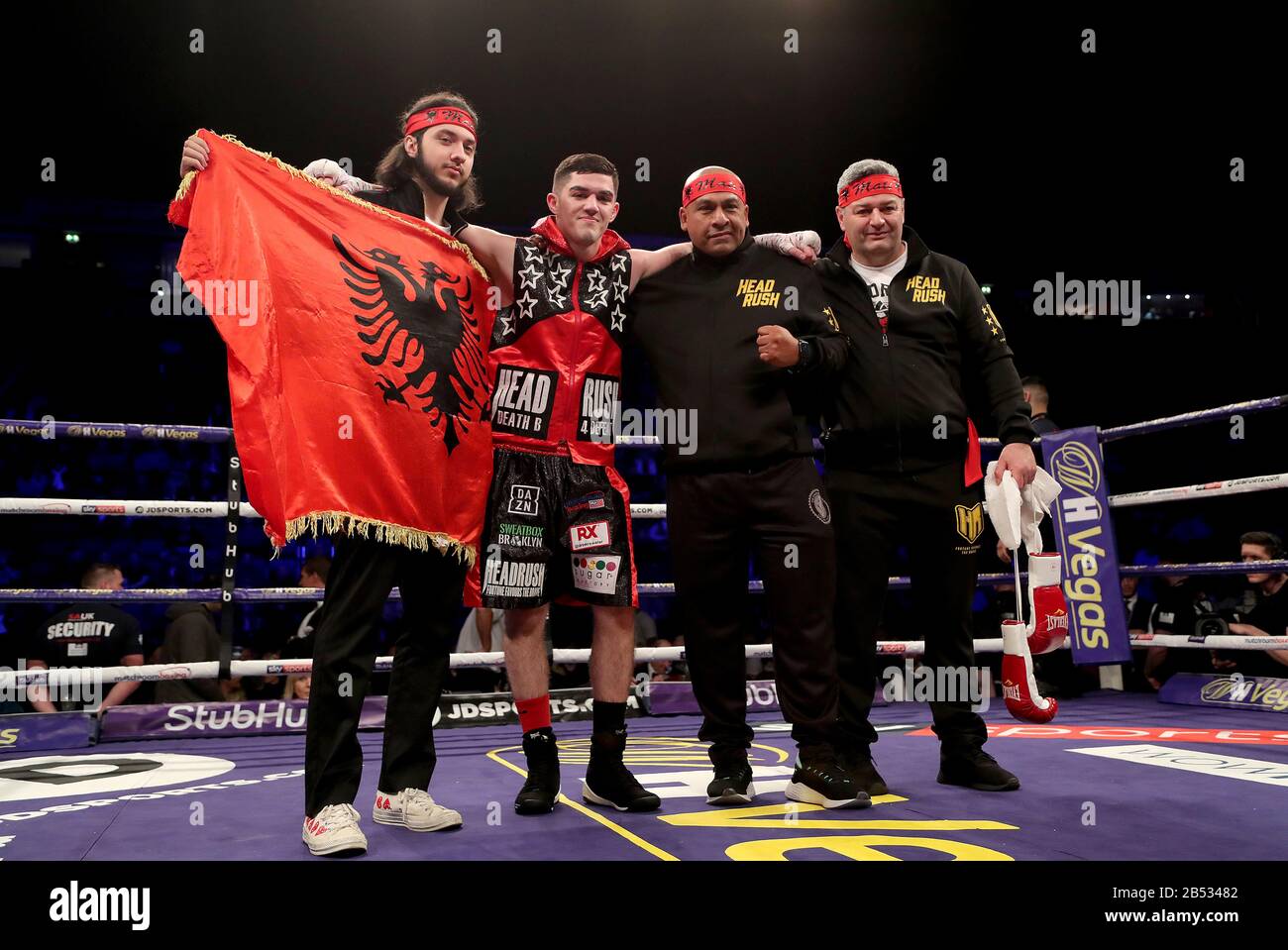 Reshat Mati after victory against Abdallah Luanja in their Welterweight contest at Manchester Arena Stock Photo
