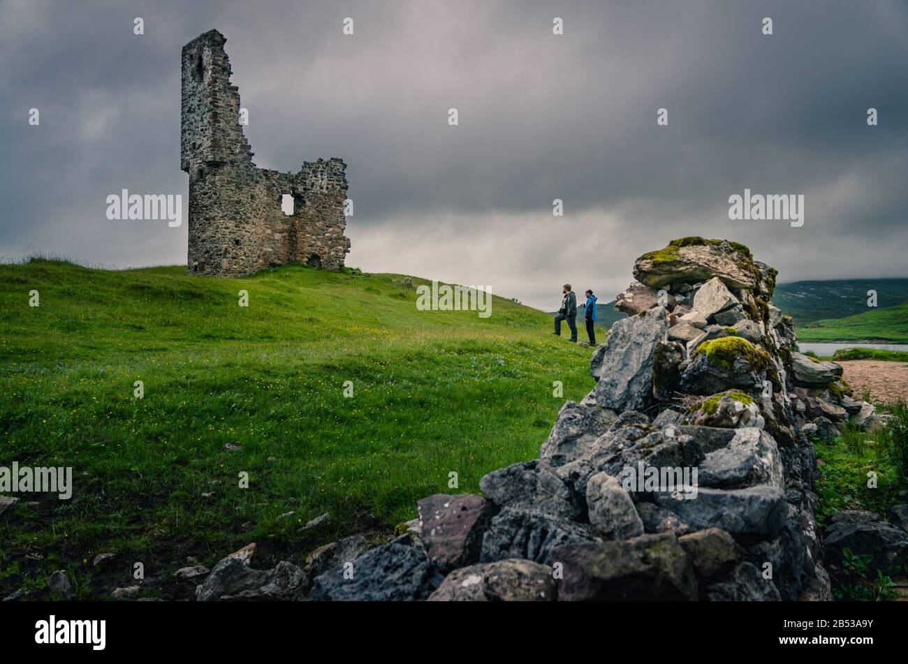 Ruin of the Ardvreck castle in Northern Scotland, UK Stock Photo