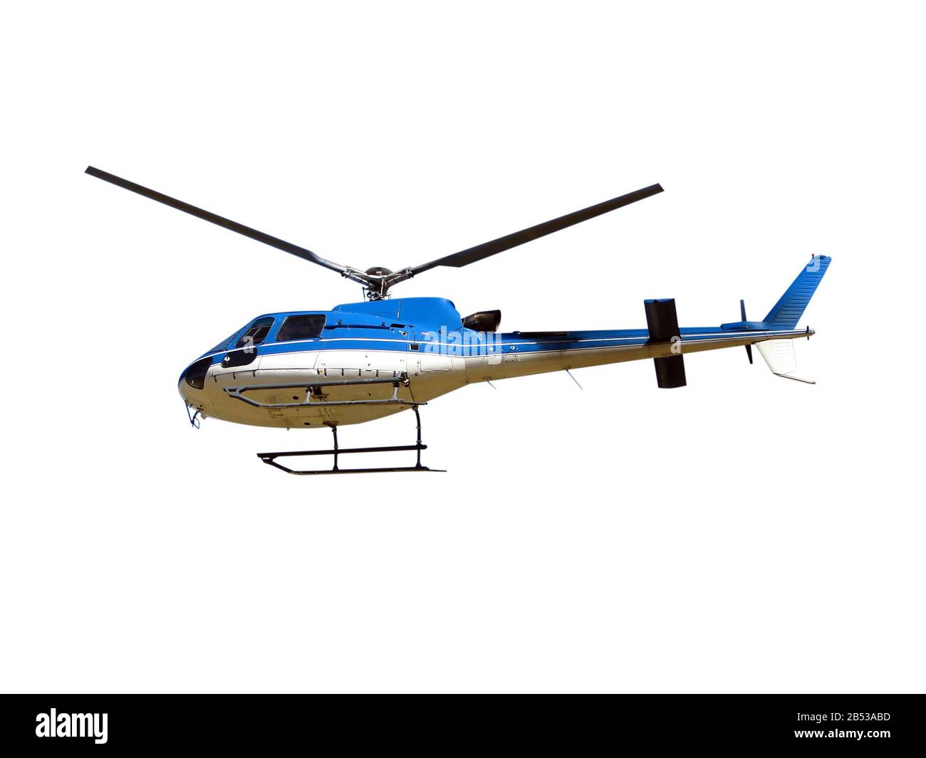 Blue helicopter isolated on white Stock Photo Alamy