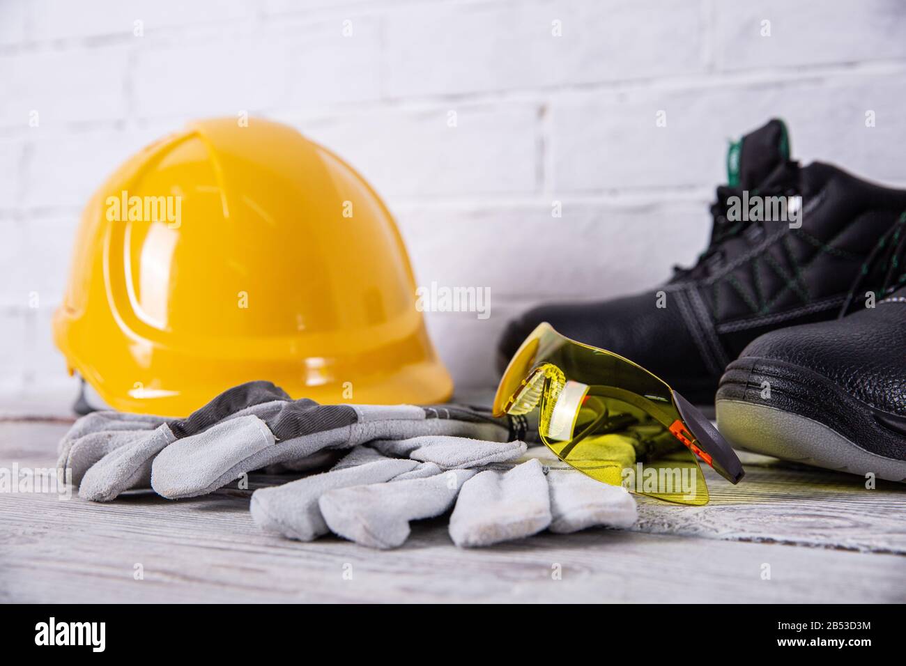 A protective helmet is necessary for any construction work Stock Photo
