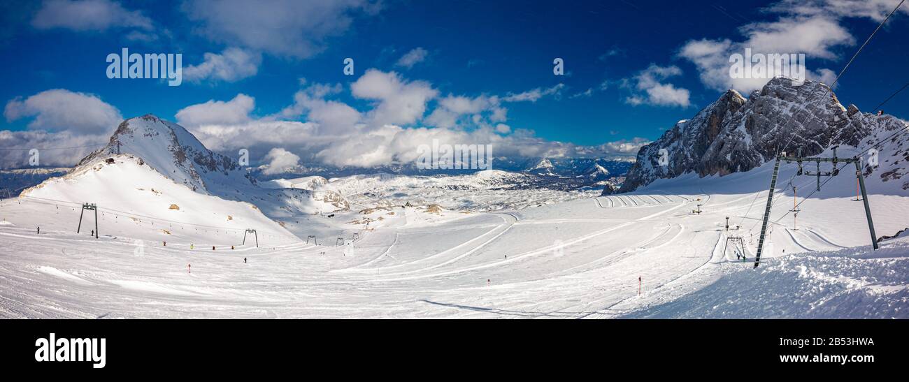 The snowy winter panorama of Dachstein Alps, Austria Stock Photo - Alamy