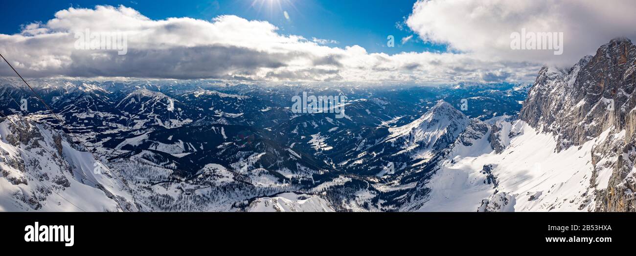 The snowy winter panorama of Dachstein Alps, Austria Stock Photo - Alamy