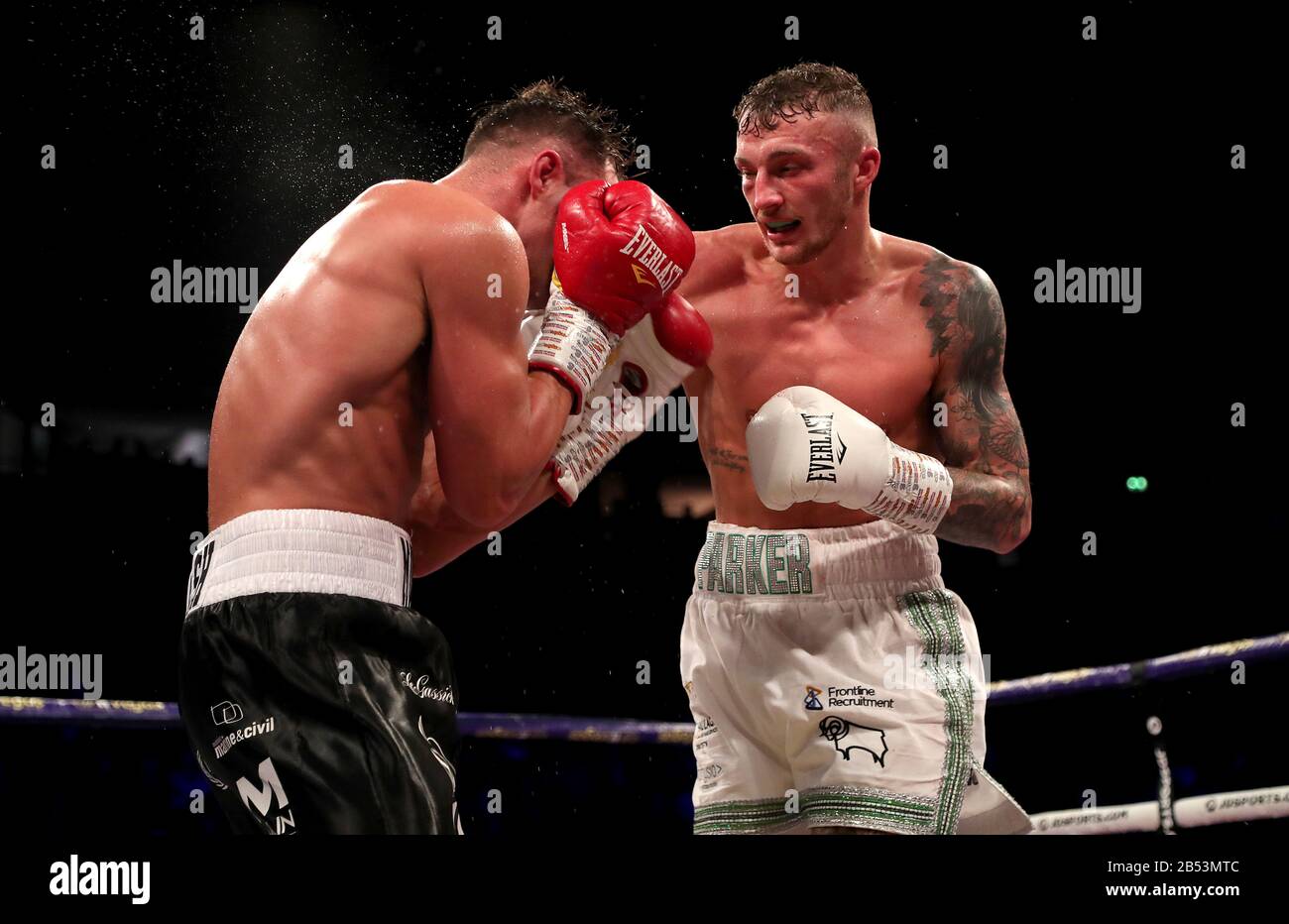 Zach Parker (right) in action against Rohan Murdock in their WBO ...