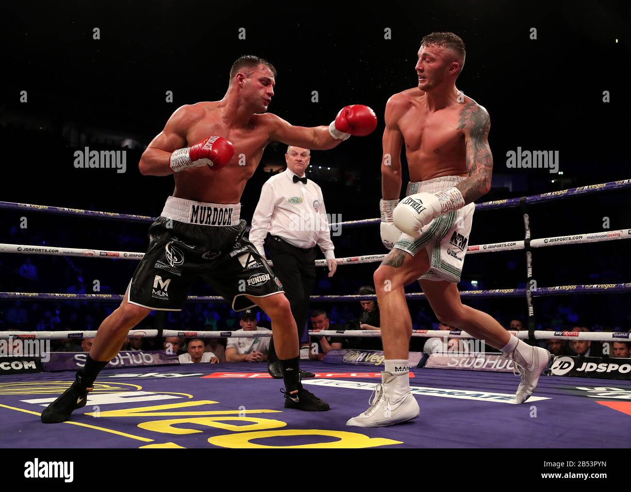 Zach Parker (right) in action against Rohan Murdock in their WBO ...