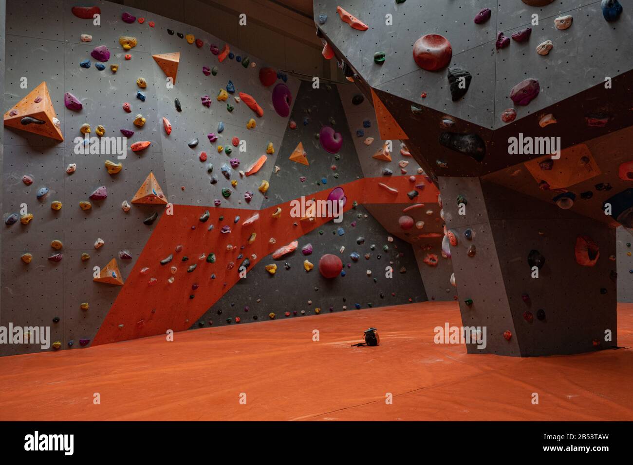 Climbing wall for bouldering in a climbing hall Stock Photo Alamy