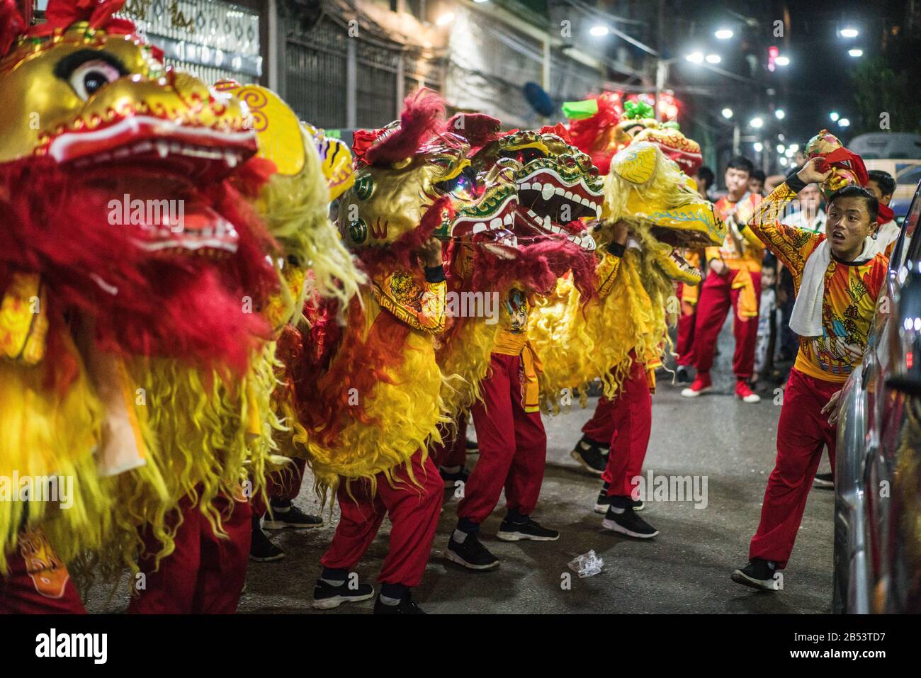 Celebration chinese new year in the streets of the Yangon, Myanmar