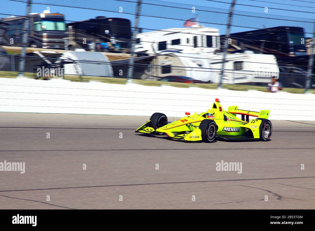 Newton Iowa, July 19, 2019: 22 Simon Pagenaud, France, Team Penske, on race track during practice session for the Iowa 300 Indycar race. Stock Photo