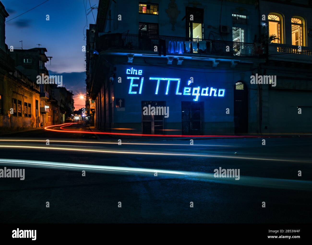El Megano, Neon Sign, Havana, Cuba Stock Photo