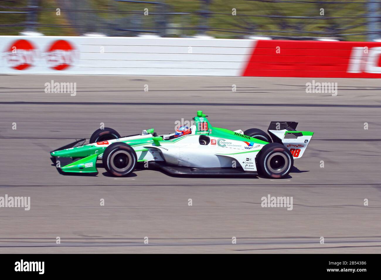 Newton Iowa, July 19, 2019: 88 Colton Herta, USA, on race track during practice session for the Iowa 300 Indycar race. Stock Photo