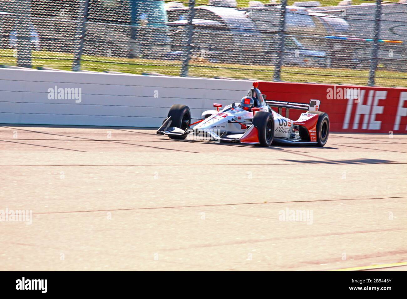 Newton Iowa, July 19, 2019:  98 Marco Andretti, on race track during practice session for the Iowa 300 Indycar race. Stock Photo
