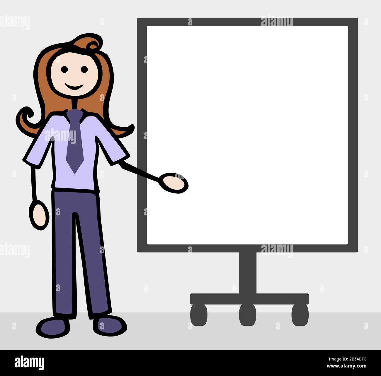 oversized flip chart young woman standing blank business by jziprian Stock Vector