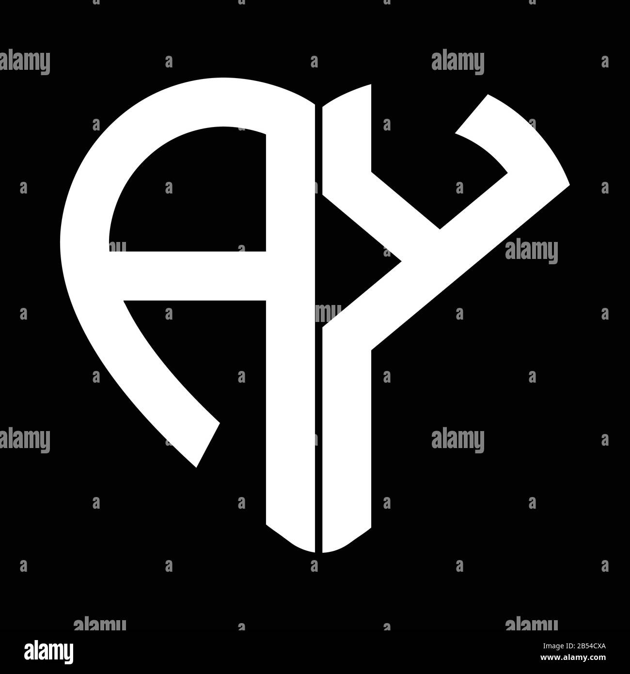 Two letters A and Y forming heart shape monogram Stock Vector