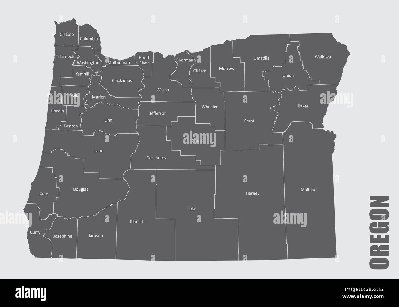 Oregon State counties map Stock Vector Image & Art Alamy