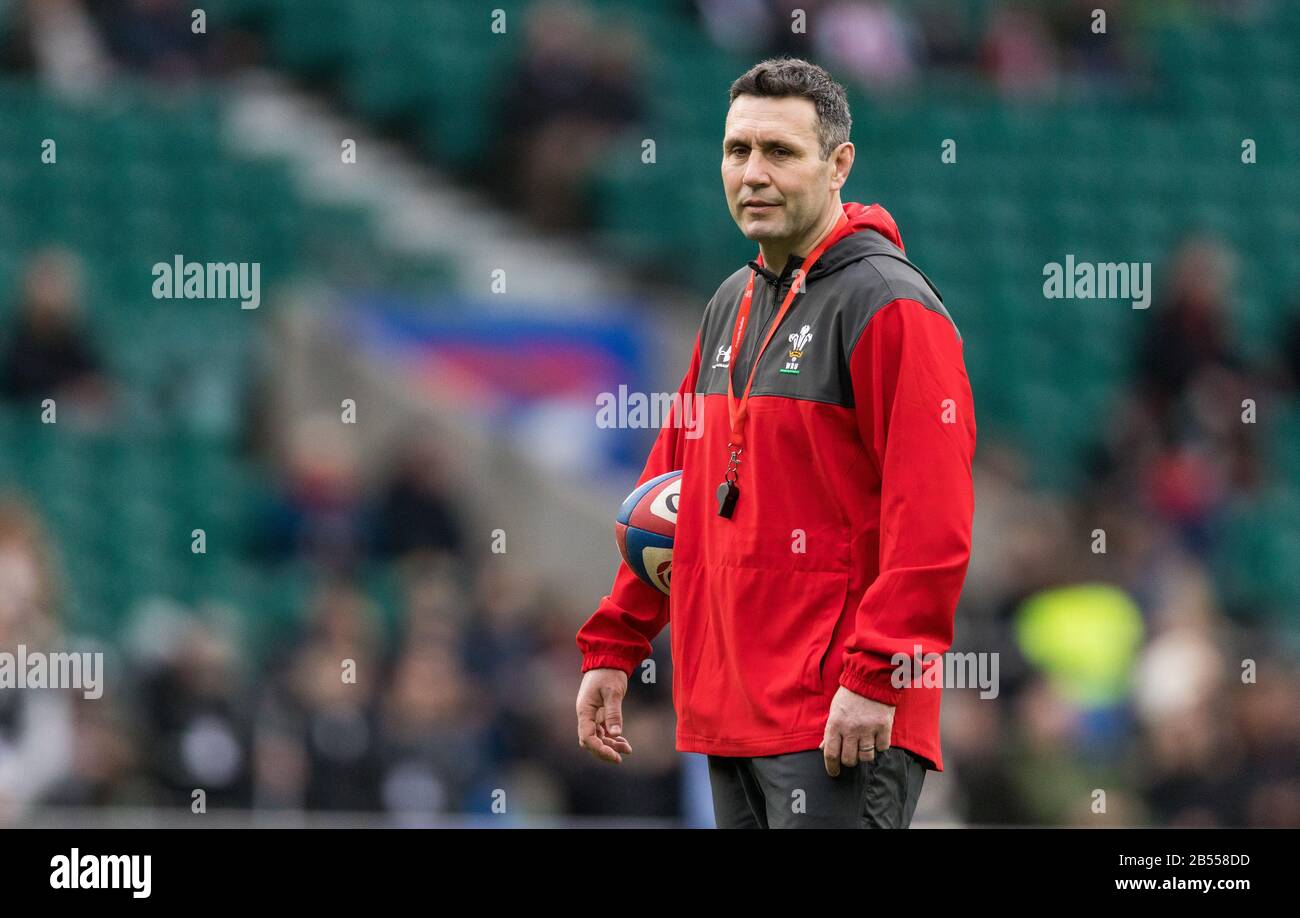 London, UK. 7th March 2020, Rugby Union Guinness Six Nations Championship, England v Wales, Twickenham, 2020, 07/03/2020 Wales attack coach Stephen Jones Credit:Paul Harding/Alamy Live News Stock Photo