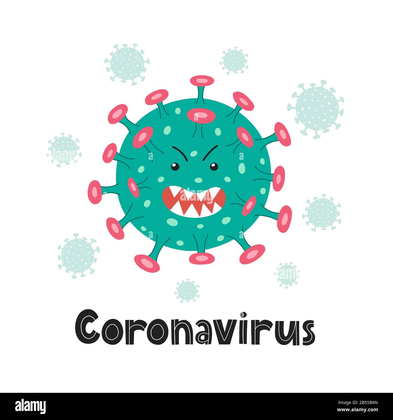 Coronavirus bacteria cell nCoV background. Dangerous flue infection concept Stock Vector
