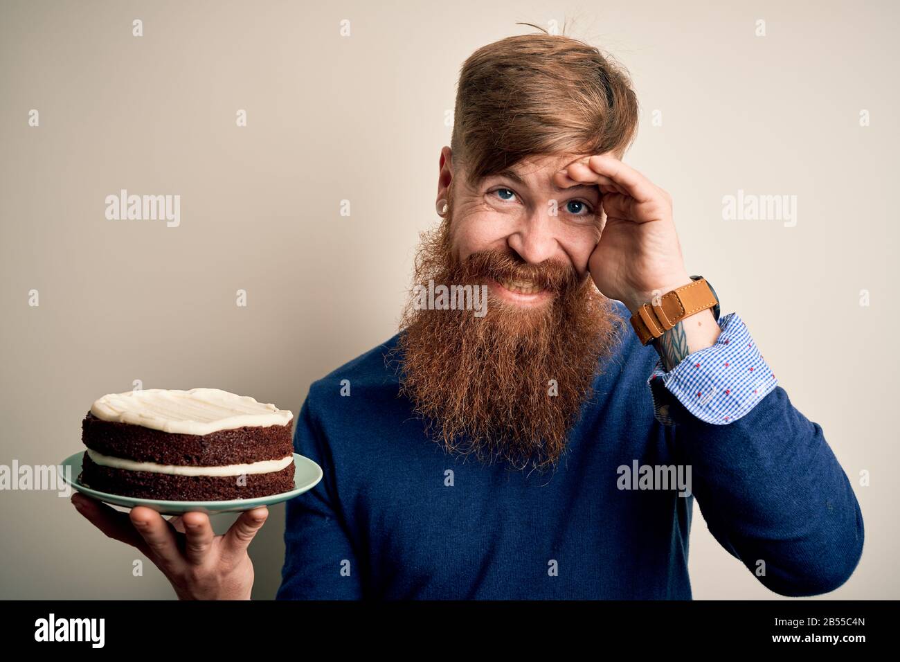 Young Man With Beard Wearing Glasses Holding Birthday Cake Over Isolated  Yellow Background Very Happy Pointing With Hand And Finger Stock Photo -  Download Image Now - iStock