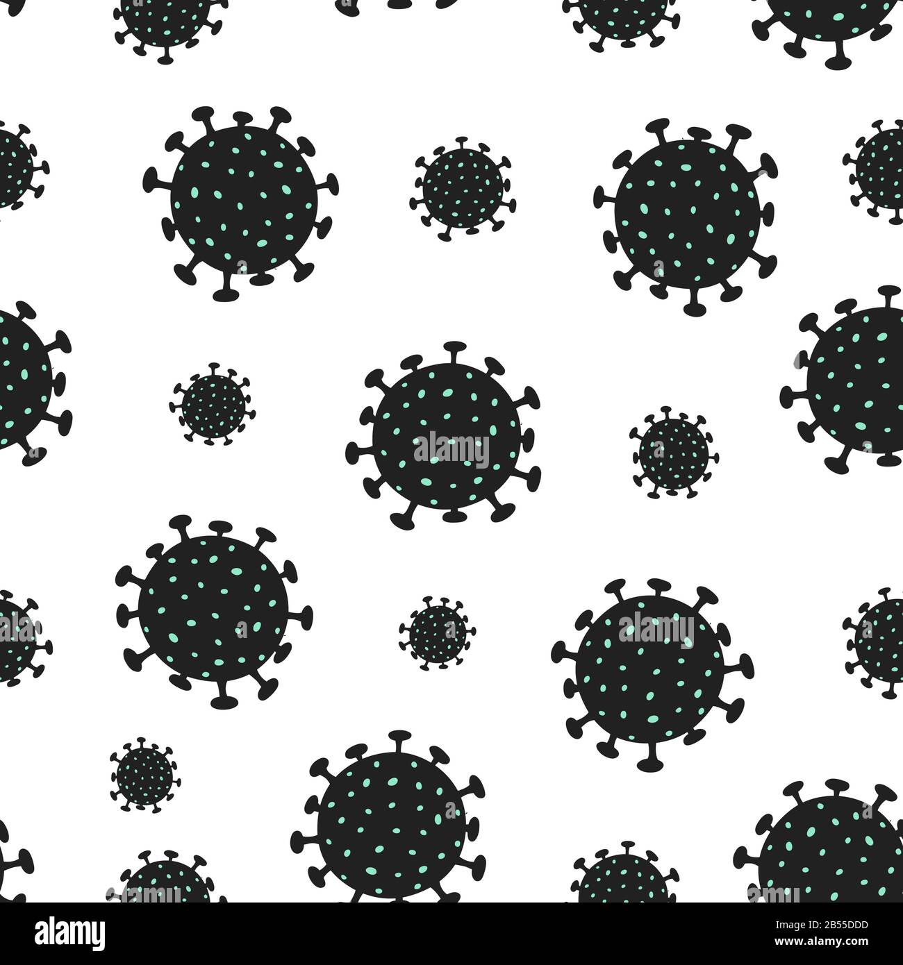 Coronavirus bacteria seamless pattern. Creative 2019-nCoV COVID-19 virus Stock Vector