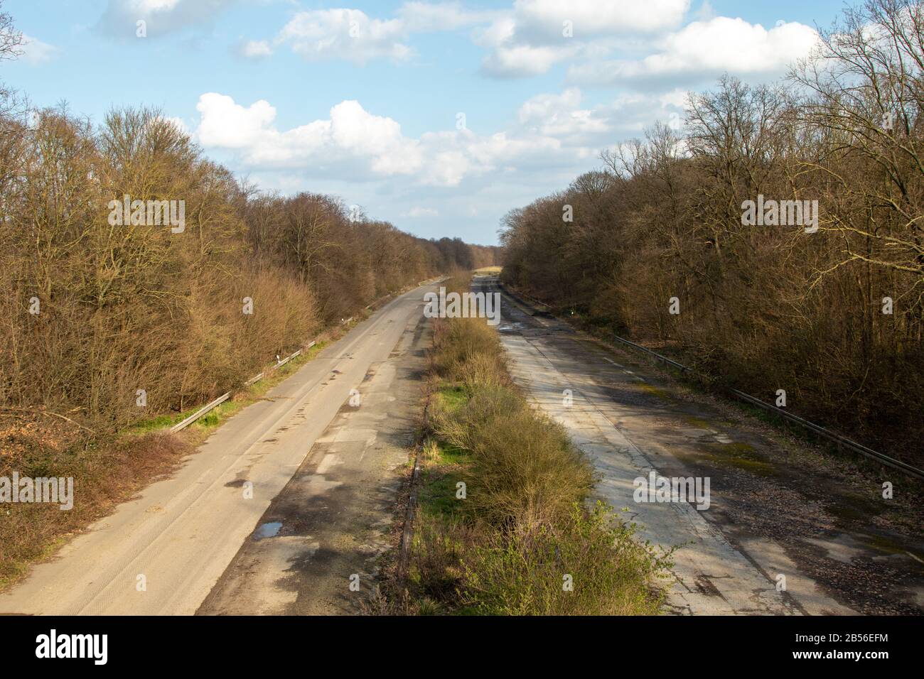 closed A4 highway motorway nearby Hambach cloudy sky Stock Photo