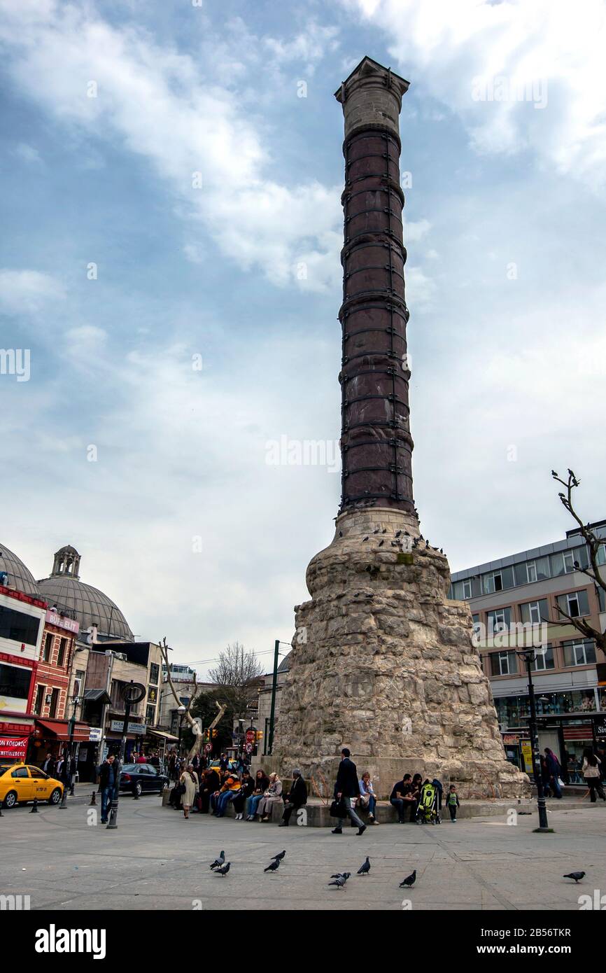 The Cemberlitas at Istanbul in Turkey. Also known as the Banded Stone or  the Burnt Column, it was erected by Constantine in 330 AD Stock Photo -  Alamy