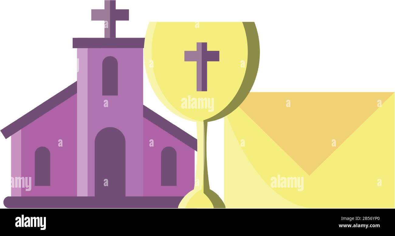 church with catholic cross in white background vector illustration ...