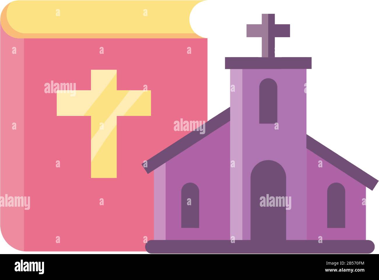 church with catholic cross in white background vector illustration ...