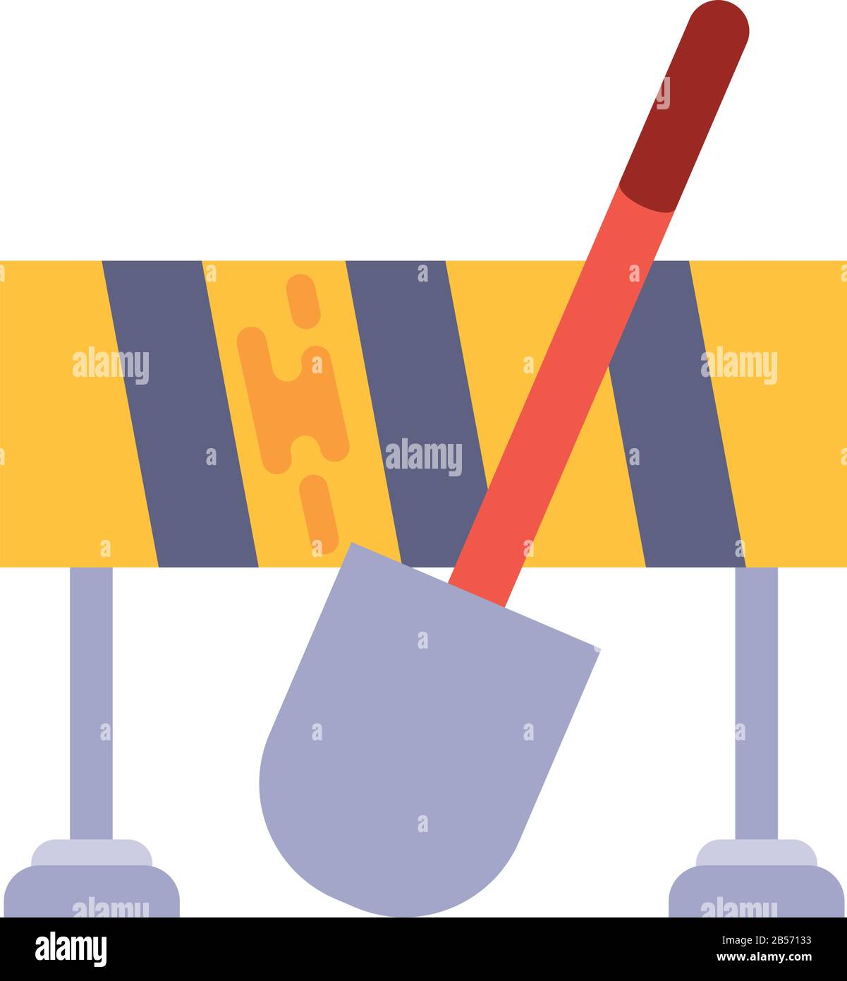 safety barrier with shovel on white background vector illustration