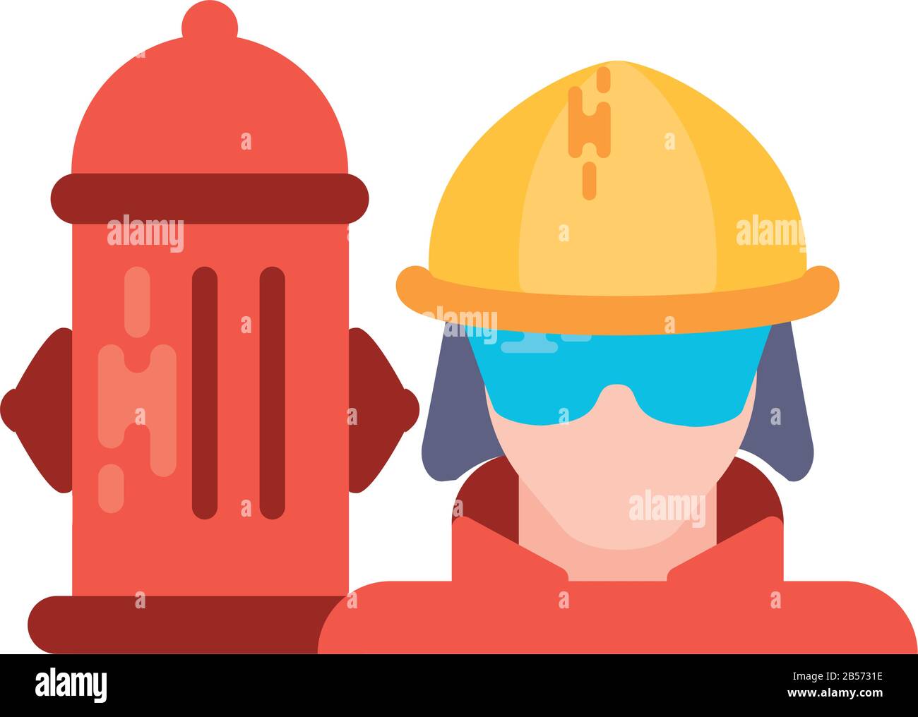 firefighter with fire hydrant on white background vector illustration ...